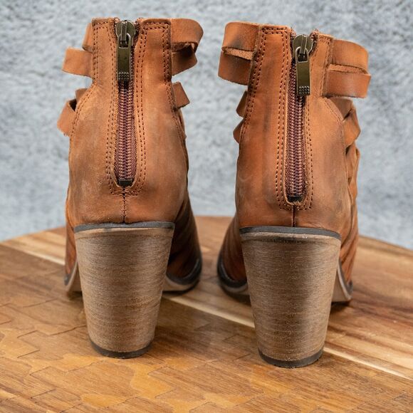 FREE PEOPLE Hybrid Strappy Leather Bootie EU 38 US 7.5 - Picture 4 of 9